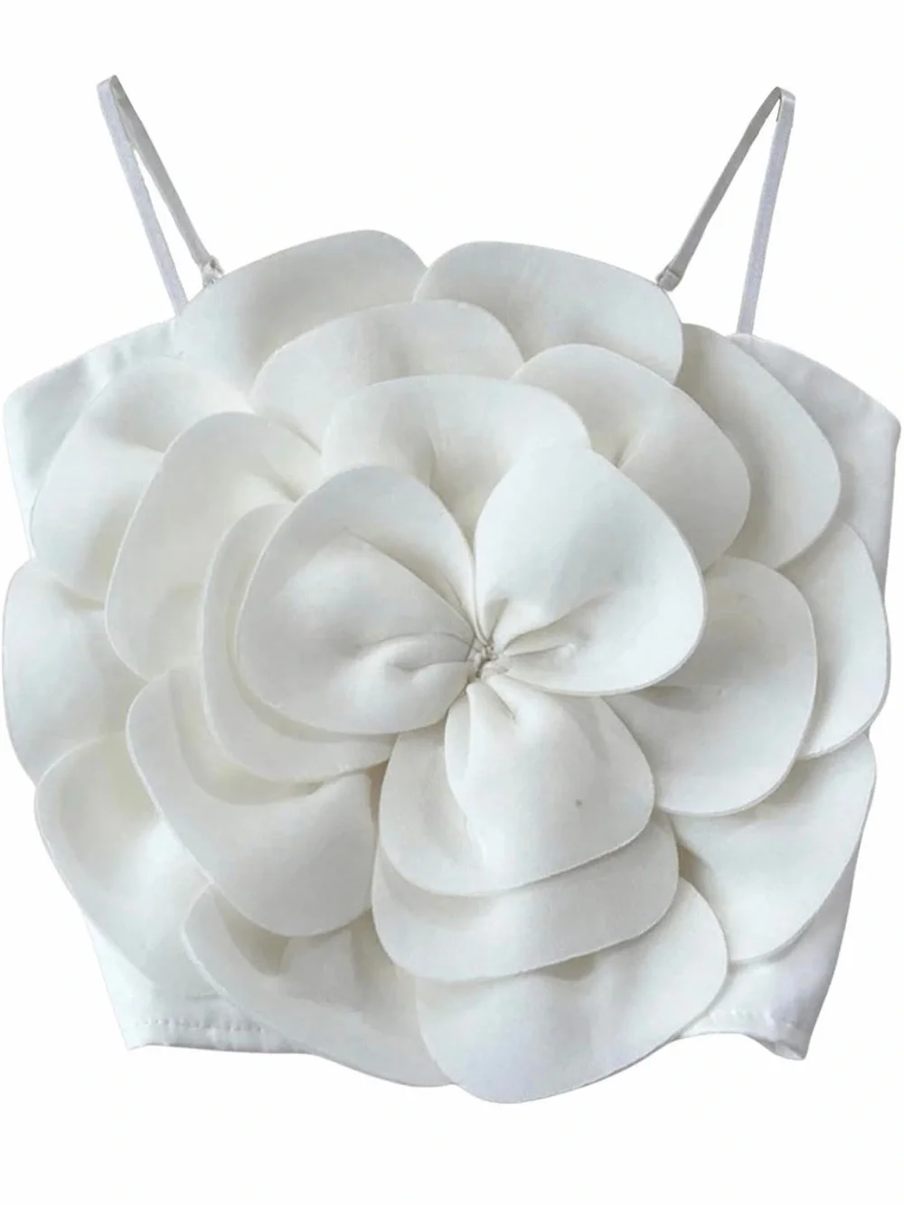 White Floral Appliqué Camisole Top - Women's Elegant Statement Piece